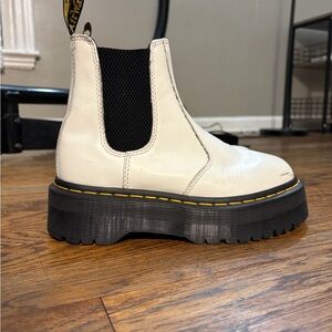 Dr. Martens Women's Cream Platform Chelsea Boots